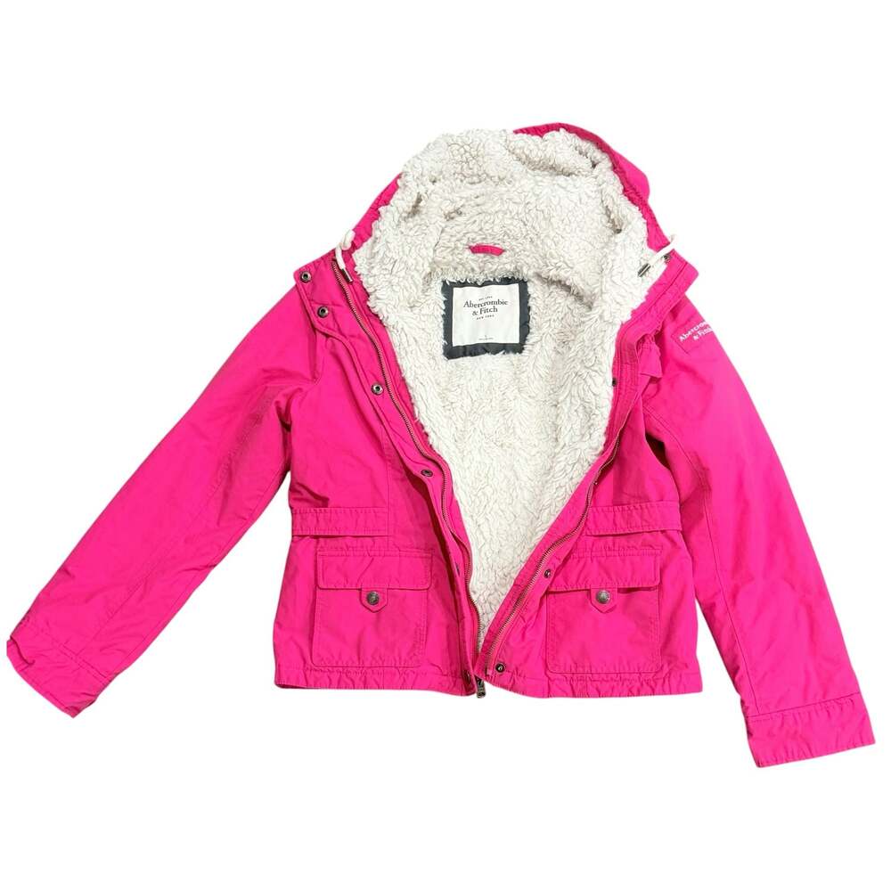 Abercrombie & Fitch Girls Sherpa-Lined Utility Jacket, Hot Pink, Size L - Picture 2 of 9
